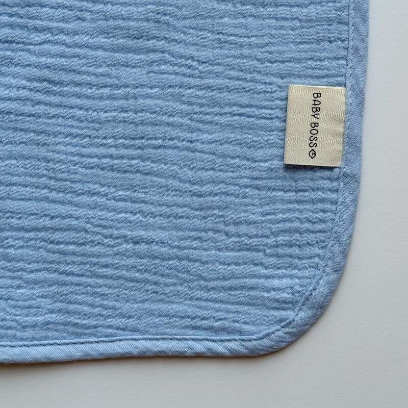 Baby Boss ME Organic Muslin Cotton Baby Hooded Towel (90X90 cm) Blue