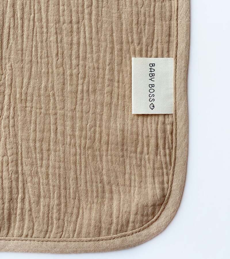 Baby Boss ME Organic Muslin Cotton (90x90cm) Baby Hooded Towel Beige