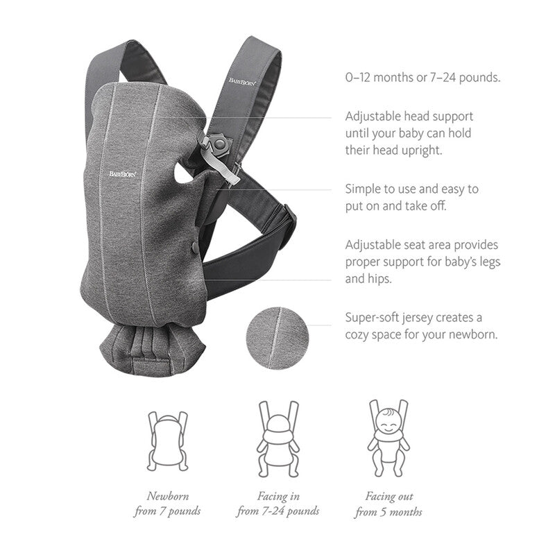 Babybjorn Baby Carrier Mini 3D Jersey Charcoal Grey
