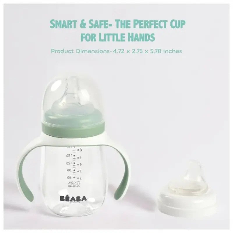 Beaba 2-in-1 Learning Bottle 210ml Sage Green