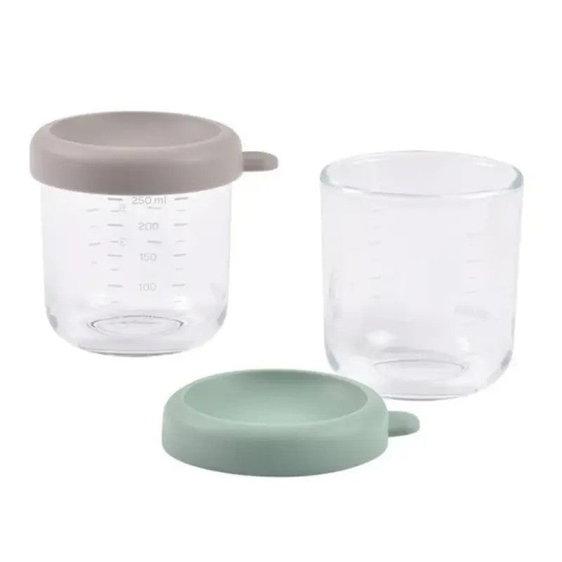 Beaba Conservative Glass Jars Set of 2x250ML Sage Green Gazelle