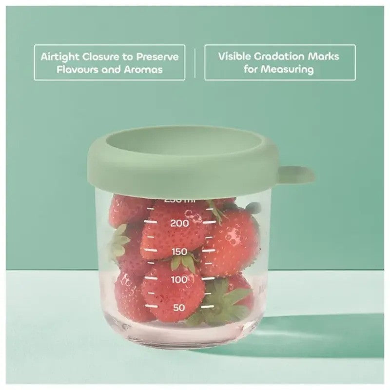 Beaba Conservative Glass Jars Set of 2x250ML Sage Green Gazelle