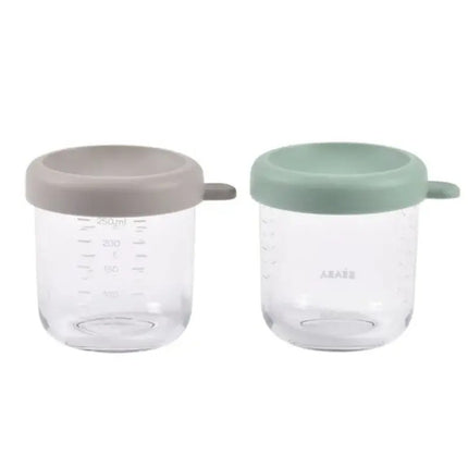 Beaba Conservative Glass Jars Set of 2x250ML Sage Green Gazelle