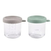 Beaba Conservative Glass Jars Set of 2x250ML Sage Green Gazelle
