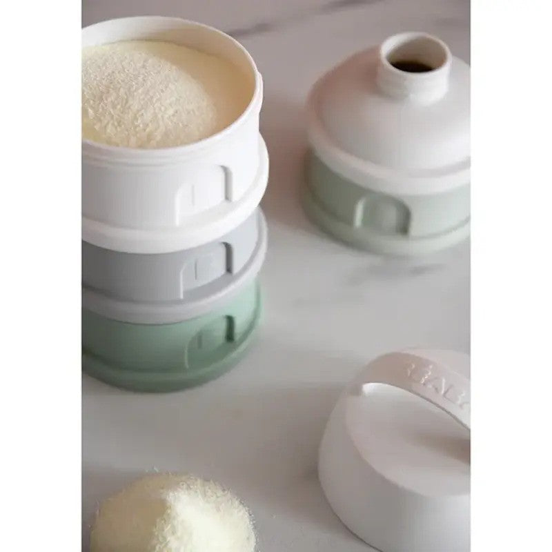 Beaba Formula Milk Container 4 Compartments Cotton White & Sage Green