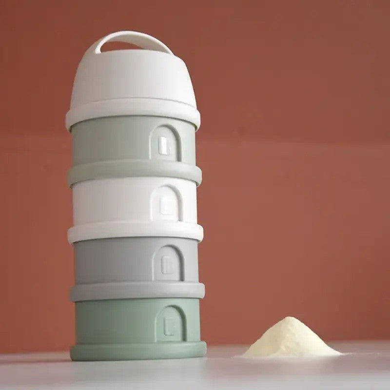 Beaba Formula Milk Container 4 Compartments Cotton White & Sage Green