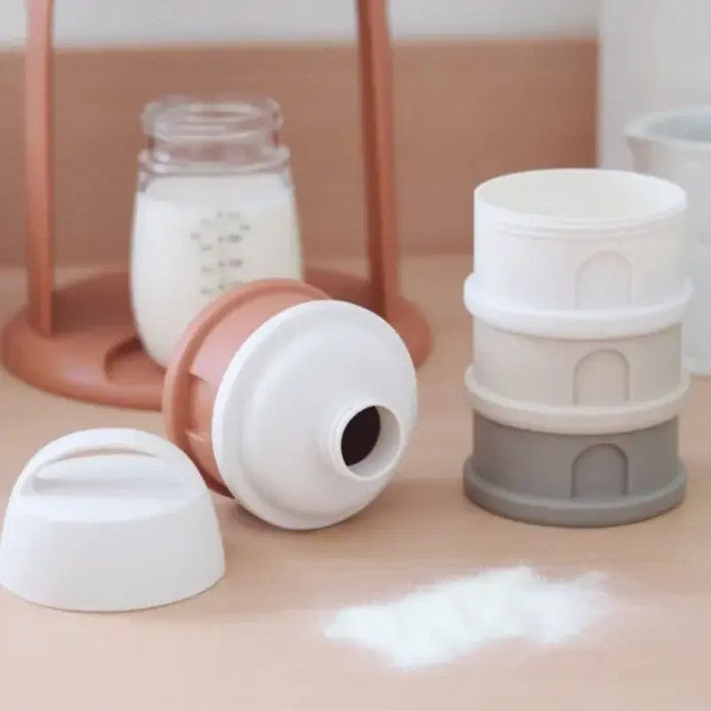 Beaba Formula Milk Container 4 Compartments Cotton White & Terracotta