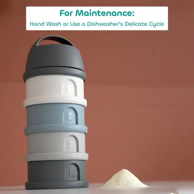 Beaba Formula Milk Container 4 Compartments Mineral Grey & Blue