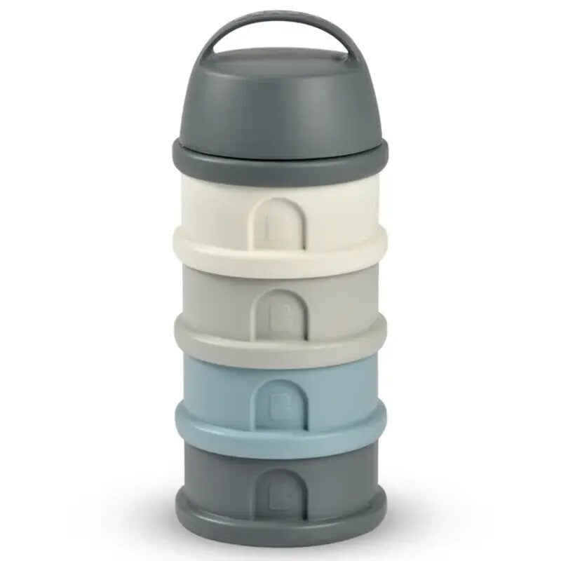 Beaba Formula Milk Container 4 Compartments Mineral Grey & Blue