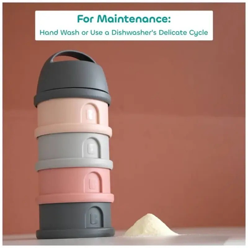 Beaba Formula Milk Container 4 Compartments Mineral Grey & Pink