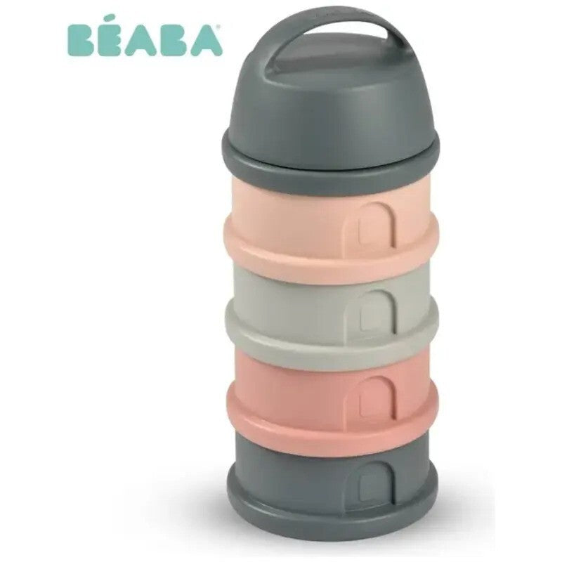Beaba Formula Milk Container 4 Compartments Mineral Grey & Pink