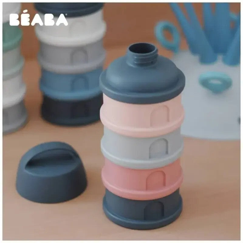 Beaba Formula Milk Container 4 Compartments Mineral Grey & Pink