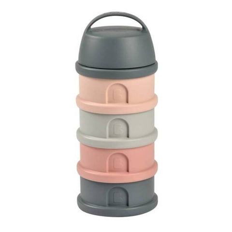 Beaba Formula Milk Container 4 Compartments Mineral Grey & Pink