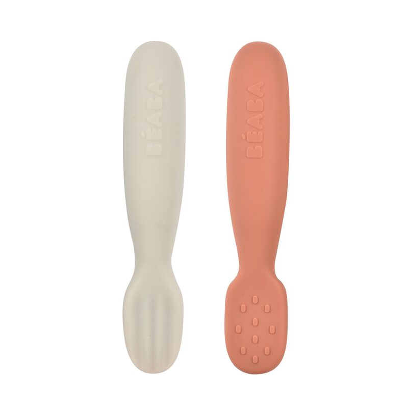 Beaba Silicone Pre-Spoons Set Of 2 Terracotta Velvet Grey