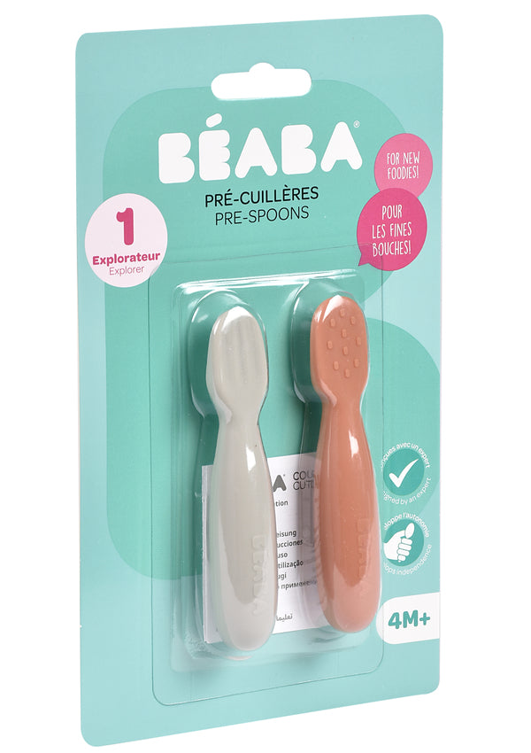Beaba Silicone Pre-Spoons Set Of 2 Terracotta Velvet Grey