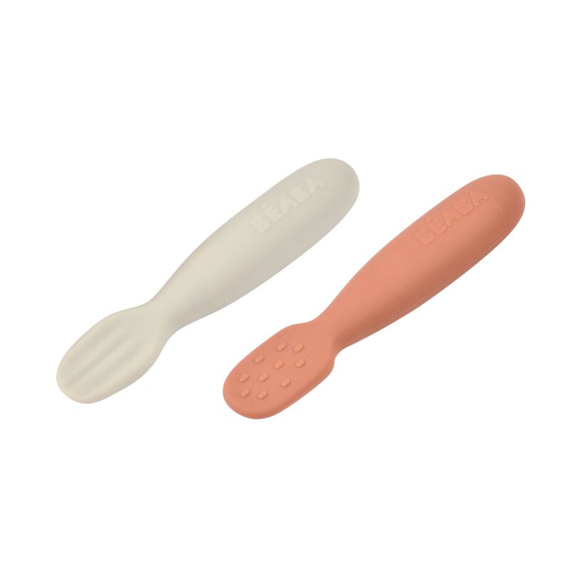 Beaba Silicone Pre-Spoons Set Of 2 Terracotta Velvet Grey