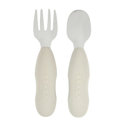 Beaba Stainless Steel Pre-Cutlery Set of 2 Velvet Grey