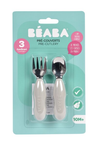 Beaba Stainless Steel Pre-Cutlery Set of 2 Velvet Grey