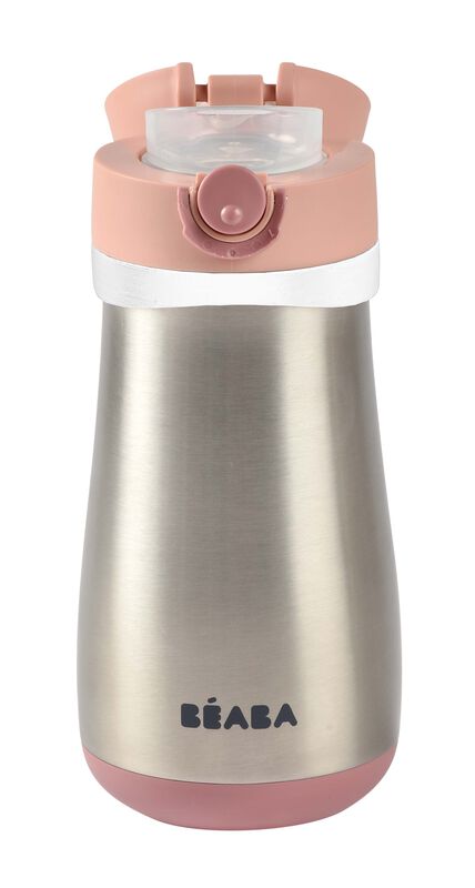 Beaba Stainless Steel Bottle 350 ml + Handle Old Pink