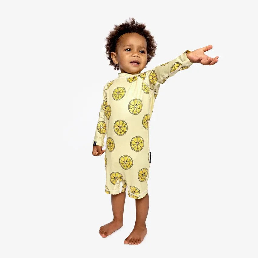 Beach & Bandits Babysuit Squeeze The Day Lemon