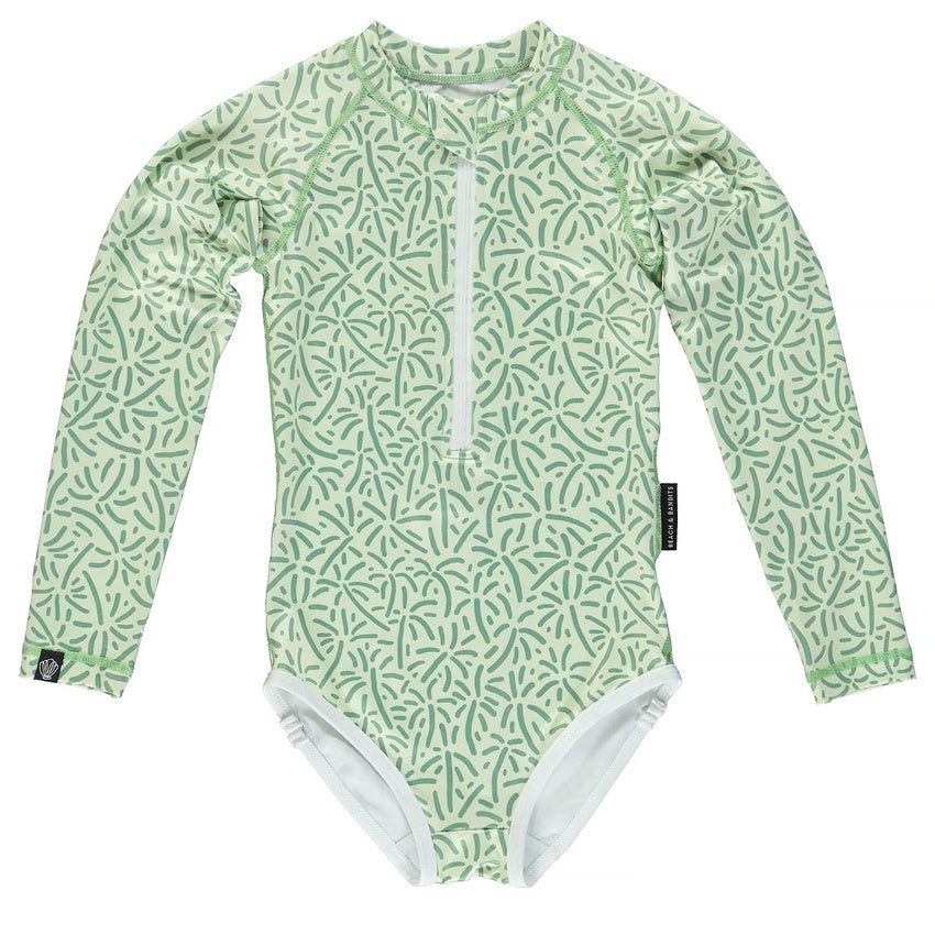 Beach & Bandits Swimsuit Stu-Art Palm Lime Cream Small