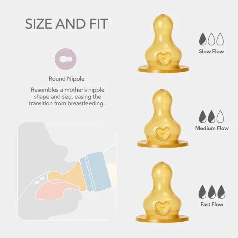 Bibs Baby Bottle Round Nipple Latex (1Pack 270ml) Medium Flow - Blush