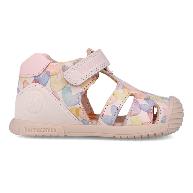 Biomecanics Baby Girls First Steps Sandals Cotton Pink Hearts