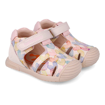 Biomecanics Baby Girls First Steps Sandals Cotton Pink Hearts