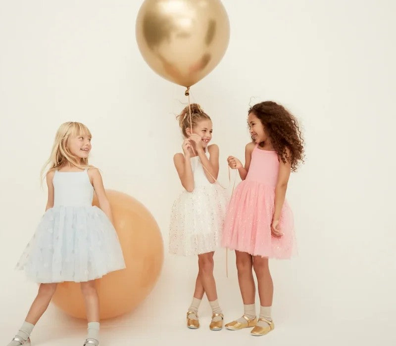 Bob & Blossom Dress White and Gold Sparkle