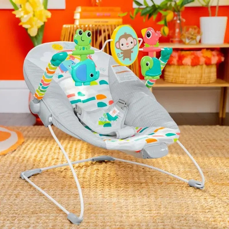 Bright Starts Playful Paradise Vibrating Baby Bouncer With Toys (0-6m)