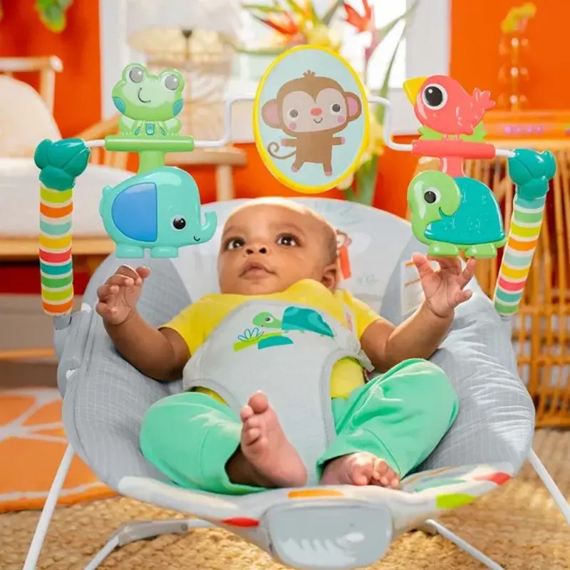 Bright Starts Playful Paradise Vibrating Baby Bouncer With Toys (0-6m)