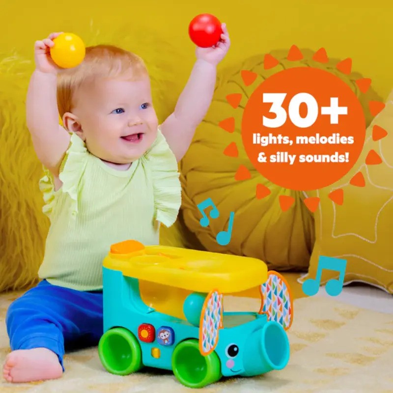 Bright Starts Pop & Roll Safari Bus Ball Play Toy (6m-Plus)