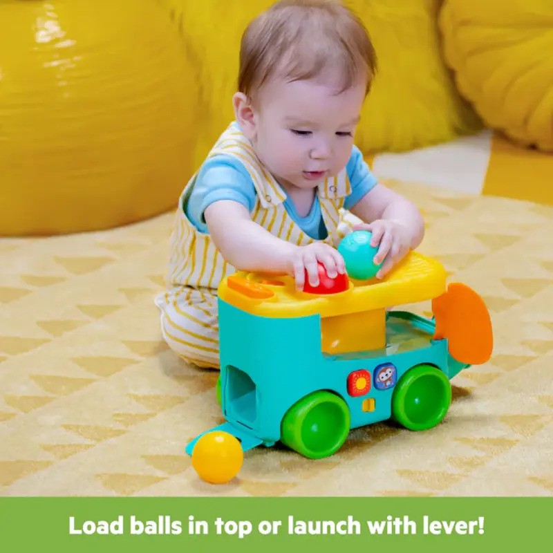 Bright Starts Pop & Roll Safari Bus Ball Play Toy (6m-Plus)