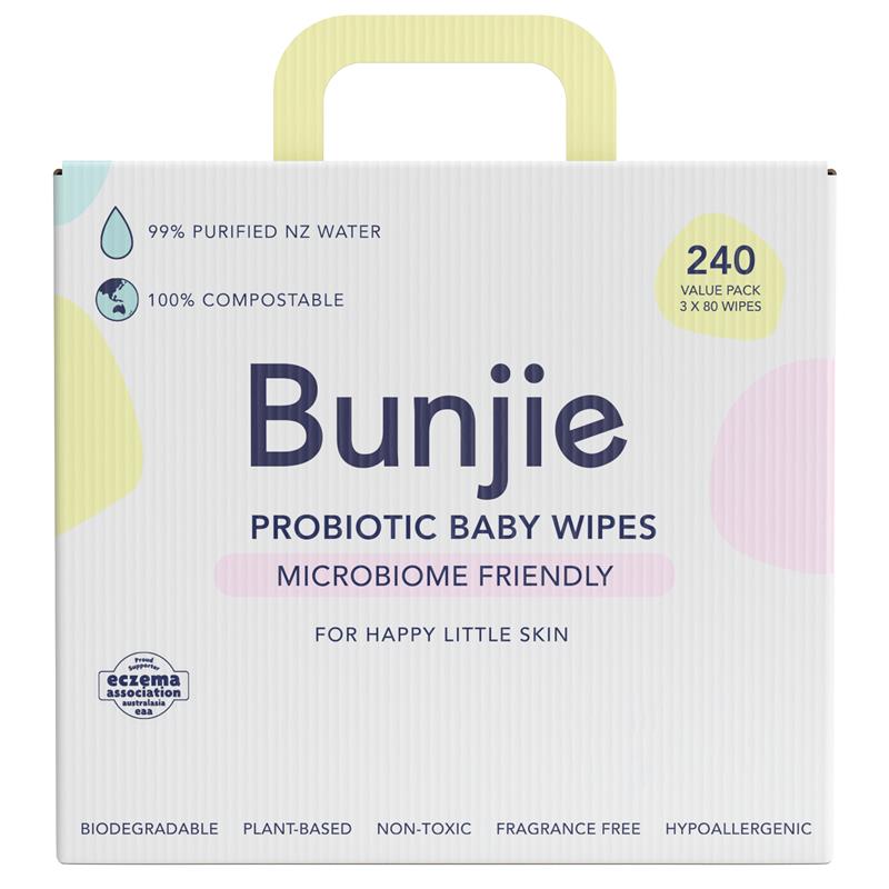 Bunjie Baby Probiotic Multipack Wipes 240s