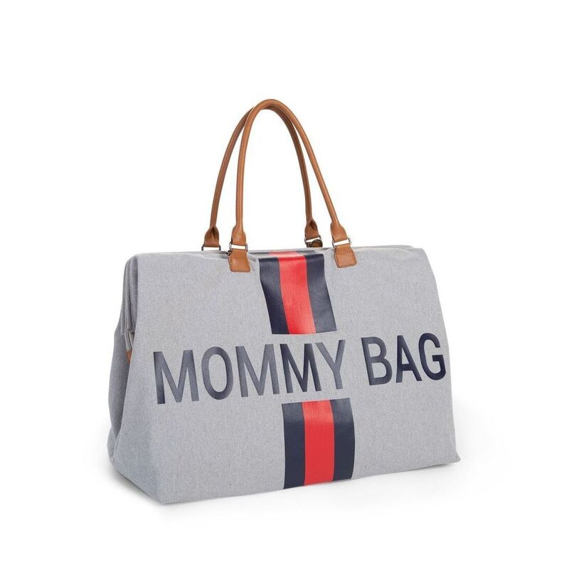 Childhome Mommy Bag Big Grey Stripes Blue/Red