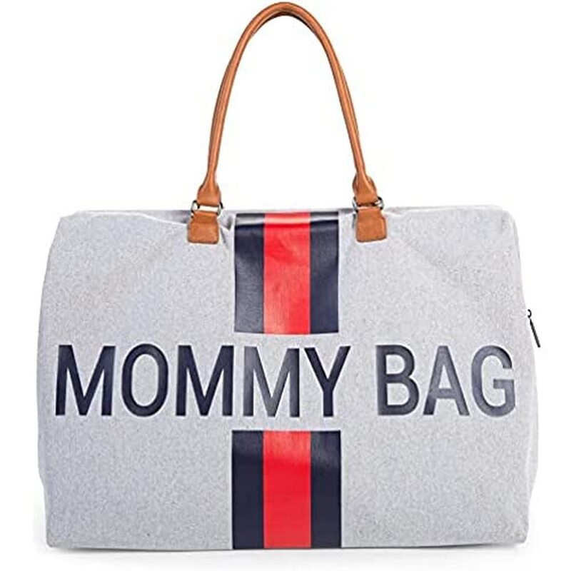 Childhome Mommy Bag Big Grey Stripes Blue/Red
