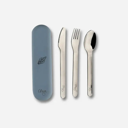 Citron 2022 Stainless Steel Cutlery Set – Dusty Blue (From 18M)