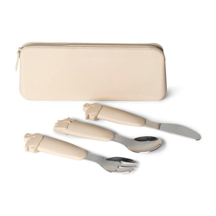 Citron 2023 Silicone Cutlery Set with Pouch Beige (From 18M)