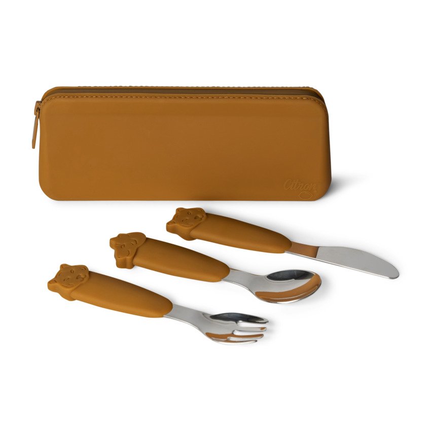 Citron 2023 Silicone Cutlery Set with Pouch Caramel (From 18M)