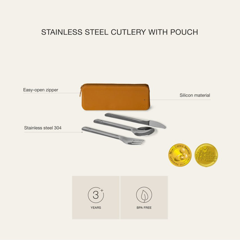 Citron Stainless Steel Cutlery & Pouch Blush Pink 3yrs Plus