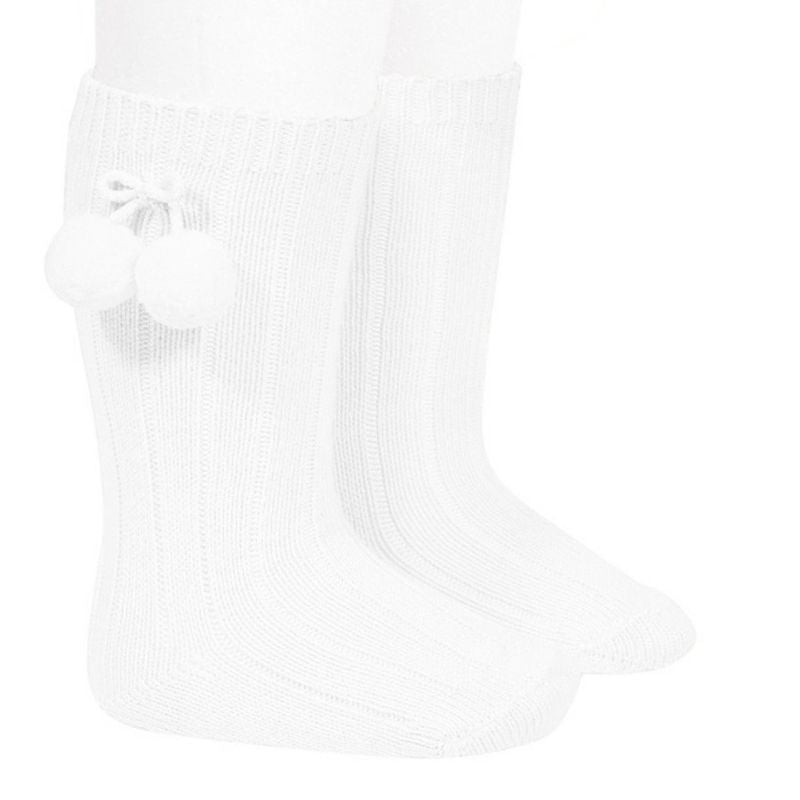 Classical Child Pom Pom Socks White