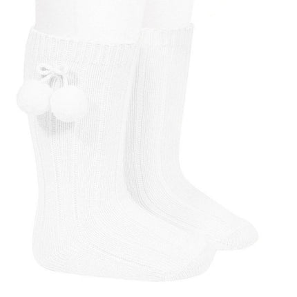 Classical Child Pom Pom Socks White