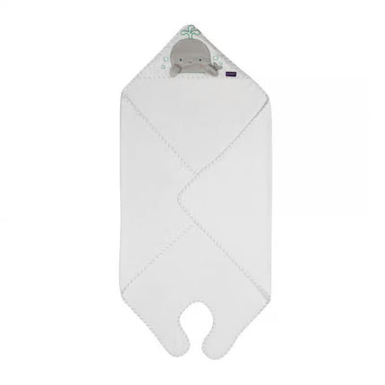 Clevamama Bamboo Apron Baby Bath Towel White & Grey (0-4Yrs)