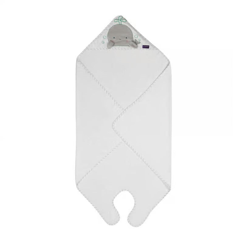 Clevamama Bamboo Apron Baby Bath Towel White & Grey (0-4Yrs)