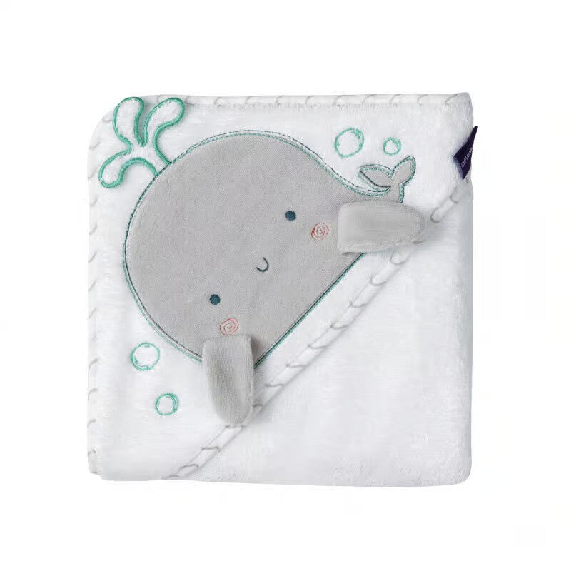 Clevamama Bamboo Apron Baby Bath Towel White & Grey (0-4Yrs)