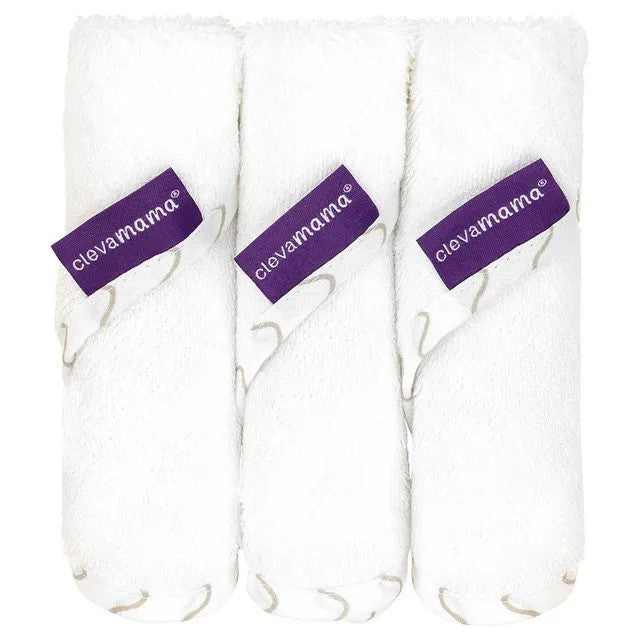 Clevamama Bamboo Baby Washcloth Set (3Pk) White