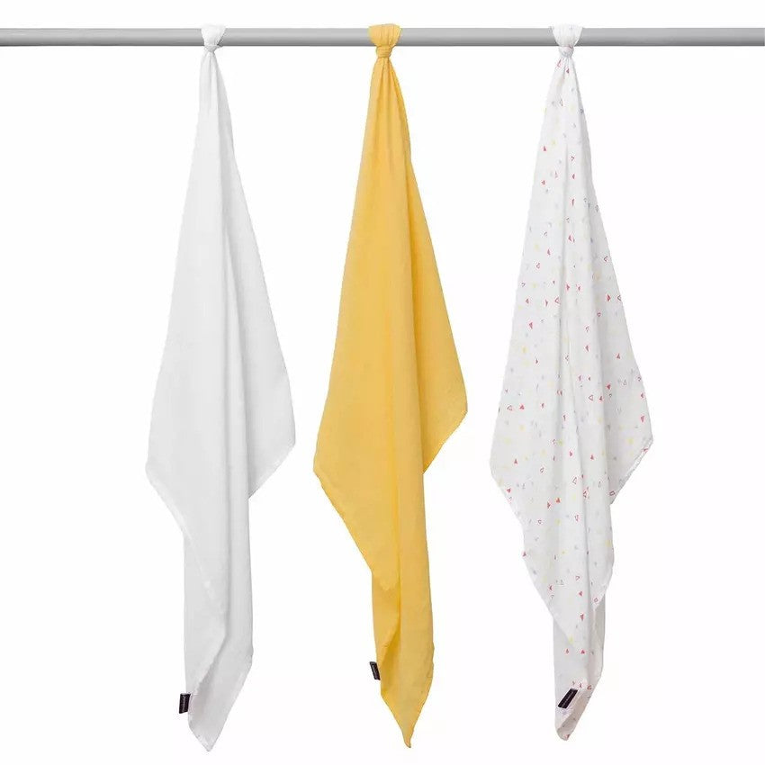 Clevamama Muslin Cloth (3Pack) Super Soft Bamboo Cotton Yellow