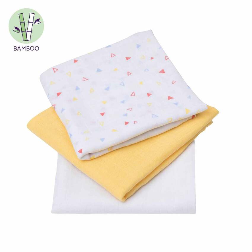 Clevamama Muslin Cloth (3Pack) Super Soft Bamboo Cotton Yellow