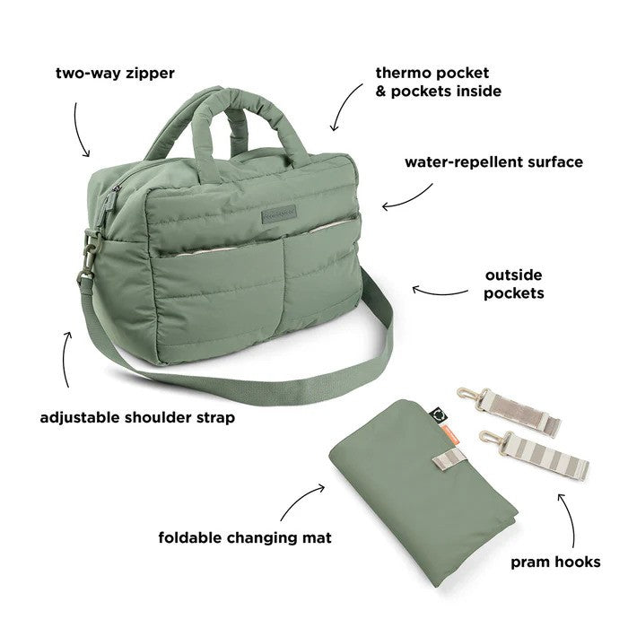 Done By Deer Quilted Changing Bag Sage Green