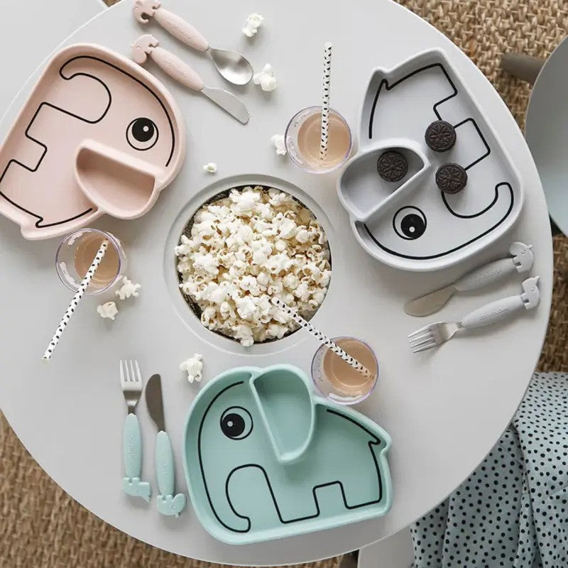 Done By Deer (0M-Plus) Silicone Stick & Stay Plate Elphee Grey